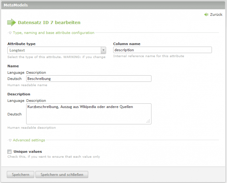 MetaModels Backend Attribute Contao Community Documentation