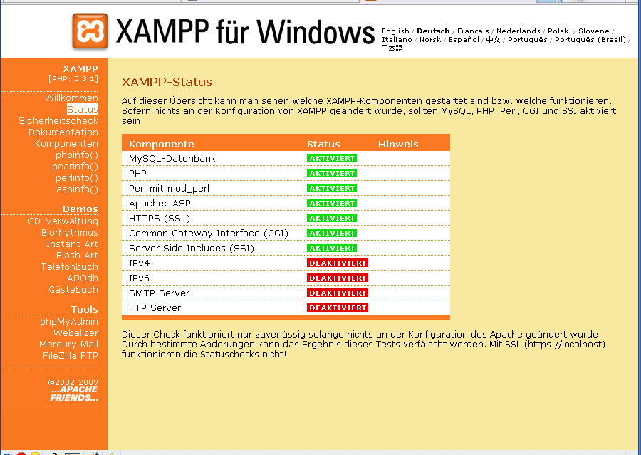 XAMPP Status
